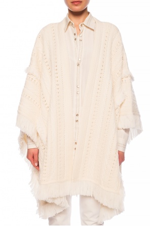 Poncho with fringes Saint Laurent - SchaferandweinerShops Poncho with fringes Saint Laurent - SchaferandweinerShops